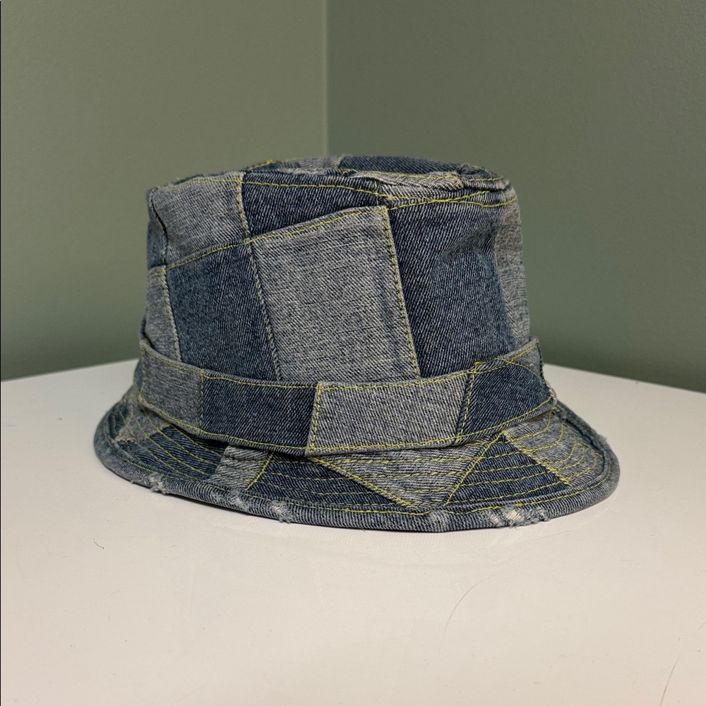 Christy Denim Hat with Blue and Brown Accents